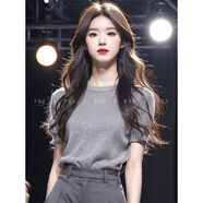 歐迪惠（Oudihui）2025年新款休閑褲女裝夏季穿搭套裝女顯瘦減齡衣服闊腿褲子女夏天 上衣 M