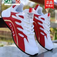 卡帝樂(lè )鱷魚(yú)（CARTELO）男鞋2025夏季新款低幫運動(dòng)鞋韓版百搭男士休閑鞋軟底舒適老爹鞋子 紅色H-A002 38