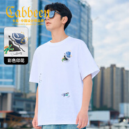卡賓（CABBEEN）【波浪紋提花】短袖男士T恤肌理發(fā)泡圖案透氣舒適夏季短袖T恤男 米白色12（寬松版型） S /165/46