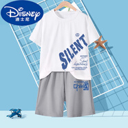迪士尼（DISNEY）男童套裝夏裝潮上衣運(yùn)動(dòng)夏款中大童童裝冰絲速干兒童夏季2025新款 網(wǎng)眼套裝白 傳奇黑+灰 藍(lán)色中國(guó)x 110 cm