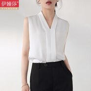 伊婭莎雪紡無(wú)袖襯衫女夏季薄款輕奢高級(jí)感西裝內(nèi)搭氣質(zhì)無(wú)袖背心襯衣坎肩 白色襯衫（0082經(jīng)典款） L 建議100-108斤