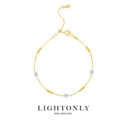 LIGHT ONLY培育鉆石手鏈18k金 百搭手鏈可調節長(cháng)度 簡(jiǎn)約原創(chuàng  )設計黃金色手鏈 幻夢(mèng)手鏈 黃金色18k金