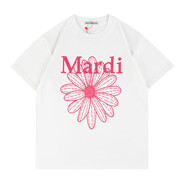 MARDI韓國Mardi短袖小雛菊花寬松情侶款臘腸狗金高銀T恤潮 白色紅花(國內(nèi)現(xiàn)貨) 均碼 (韓國)