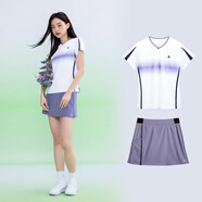 川崎（KAWASAKI）羽毛球服女神運動套裝女夏季短袖T恤運動裙兩件套運動服速干衣 優(yōu)雅紫套裝A S