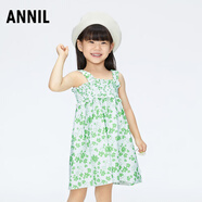 安奈兒（Annil）【商場(chǎng)同款】童裝女童無袖連衣裙新款夏純棉清新XG423733 白綠花 120