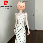 皮爾卡丹（pierre cardin）法式氣質白色波點連衣裙子女裝夏季2025新款立體花朵收腰包臀長裙 波點連衣裙【連衣裙/女裝/裙子/ L 55/60kg