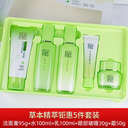 百雀羚（PECHOIN）百雀羚草本精萃套裝洗面奶水乳霜補水保濕女護膚禮盒 潔面+水+乳+霜+眼部啫喱 鉅惠套