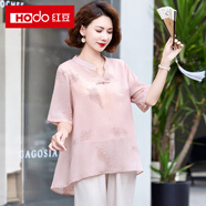 紅豆媽媽裝夏款短袖T恤中年女裝洋氣上衣中老年2025新款休閑大碼套裝