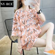 NY-RCET恤女短袖新款夏裝中長(zhǎng)款韓版寬松歐貨潮上衣服半袖體恤 3383橙色 M