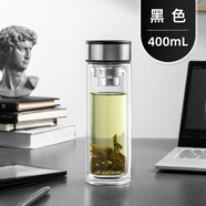 富光銘其雙層玻璃杯 黑色 400ml