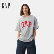 蓋璞【情人節】男女裝夏季新款純棉撞色貼布繡短袖T恤寬松上衣729134 灰色 M (170/92A) 亞洲尺碼