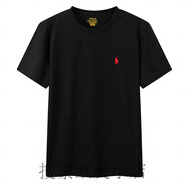 Ralph lauren美國拉夫勞倫短袖t恤夏季涼感圓領(lǐng)半袖寬松休閑運(yùn)動(dòng)網(wǎng)球衫 黑色紅標(biāo) XL
