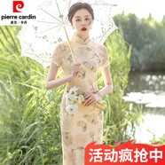 皮爾卡丹（pierre cardin）年輕款短袖仙女系蕾絲壓金旗袍2024年夏季新款少女改良年輕款日常 拾光記綠高檔旗袍甜酷風(fēng)30-40歲 2XL高檔旗袍甜酷風(fēng)30-40歲