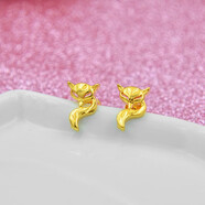 MHFDO女簡約仿黃金花朵耳環(huán)氣質(zhì)甜美防過敏女士 狐貍耳釘