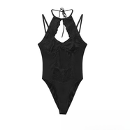 性感情趣內衣純欲風(fēng)連體衣包臀裙牛仔短褲制服套裝睡衣女1739 黑色連體衣 均碼【80-120斤】