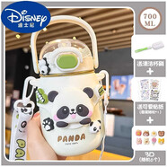 迪士尼（Disney）新款蛋仔派對保溫杯可愛卡通兒童杯子大容量學(xué)生運(yùn)動吸管水杯 白色熊貓十3D貼十清洗工具十卡10