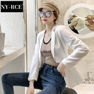 NY-RCE2025夏季棉麻小西裝外套女秋季薄款英倫風(fēng)休閑百搭壓麻小西服七分 白色 2XL