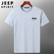 JEEP SPIRIT吉普新款夏季圓領(lǐng)寬松加大碼棉質(zhì)短袖T恤中青年男士舒適上衣服 9010款灰色（尺碼偏小一號） M （建議90-115斤）