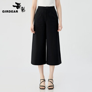 哥弟（GIRDEAR）女裝2025夏季新款招牌四面彈闊腿正裝八分褲女110035 黑色 M (3碼)
