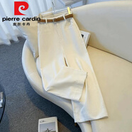 皮爾卡丹（pierre cardin）2025春夏大尺碼百搭設(shè)計(jì)感直筒休閑工裝褲胖妹設(shè)計(jì)感九分闊腿褲 白色【高】單褲今年流行的輕奢品 S 【建議80-95斤】