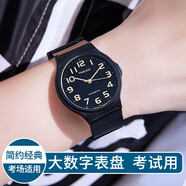 德威獅考試手表男表初高中學(xué)生表女靜音機(jī)械電子公務(wù)員中考用石英兒童表 學(xué)霸款黑屏數(shù)字