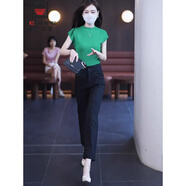AEMAPE春夏西裝褲女2025新款薄款夏季女褲休閑老爹褲子職業(yè)高腰煙管 黑色九分褲 M (95-105斤拍)