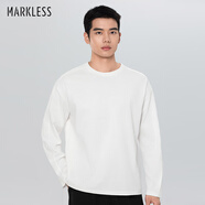 MARKLESSMarkless圓領(lǐng)寬松長(cháng)袖t恤男士2025春季新款上衣 5601 梔子白 2XL