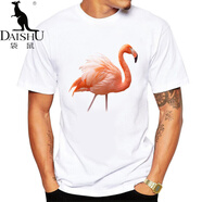 袋鼠（DaiShu）親膚絲滑T恤男個性印花T恤圓領(lǐng)男式T恤直筒型青少年 N15 熱情火烈鳥 S (105)