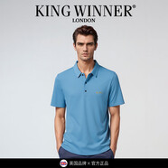 王者勝者 KING WINNER英國(guó)品牌T恤男短袖2025夏季寬松大碼男式上衣免燙男裝POLO衫男 天空蘭 M 48