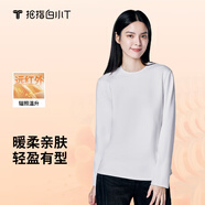 拇指白小T【李小冉】長(cháng)袖t恤男士打底衫磨毛加厚保暖熱T秋冬情侶上衣白T 熱特姆【薄絨】女款-白色 M