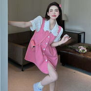 伊離姿甜美套裝裙女夏2025新款少女感無(wú)袖背心牛仔連衣裙翻領(lǐng)襯衫兩件套 白襯衫 M