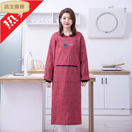 享家美圍裙工作服廚房防水防油男女防塵罩衣服純棉加長加肥長袖罩衣均 紅色小熊長袖罩衣加長加肥