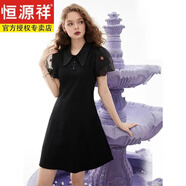 恒源祥女士polo連衣裙女2025夏新款泡泡袖高端歐貨洋氣質(zhì)連衣裙女 黑色【連衣裙2023新款女/連衣裙2 L