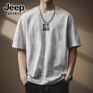JEEP SPIRIT吉普 短袖t恤男夏季復古簡(jiǎn)約滿(mǎn)天星潮牌休閑圓領(lǐng)半袖寬松打底體恤 白色 M