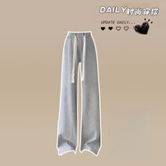 DOGHC大童女裝12-15歲夏季套裝18初中高中學(xué)生女孩Polo領(lǐng)短袖T恤闊腿褲 灰色闊腿褲-夏季 薄款 160 (L) 建議85-100斤