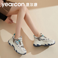 意爾康女鞋百搭老爹鞋網(wǎng)面潮流百搭鞋子舒適柔軟厚底增高運(yùn)動(dòng)鞋休閑鞋 純潔白/蔚藍(lán) 【網(wǎng)面】 35