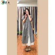 維菲樂(lè )（WEIFEILE）大碼女裝襯衫連衣裙休閑套裝夏季新款胖mm顯瘦遮肚子時(shí)髦兩件套 格子襯衫裙+內搭半身裙 【套裝】 2XL (建議140-160斤)