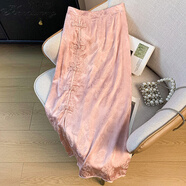 韓秋夢(mèng)新中式氣質(zhì)漢服改良國風(fēng)重工提花優(yōu)雅民族風(fēng)淑女百搭半身裙 1213粉色半身裙 M