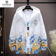 VEDEOL冰絲速干防曬衣男皮膚衣男服夏季薄款連帽釣魚戶外夾克外套 橘紅色 L -體重105-120穿合適