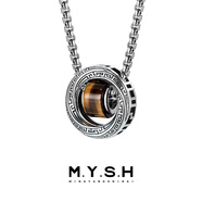 銘揚飾海 925銀虎眼石黑瑪瑙莫比烏斯圓環(huán)項鏈男士高級感原創(chuàng  )吊墜生日禮物 【虎眼石】莫比烏斯圓環(huán)項鏈 配銀鏈-60cm