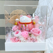 赟婭招財貓擺件高端精致禮盒開業(yè)送禮玫瑰仿真花裝飾生日禮物送女朋友 招財貓【幸福滿滿】基礎(chǔ)款