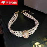 巴克樂(lè )樂(lè )多層珍珠鑲鉆項鏈項圈鎖骨鏈設計感網(wǎng)紅水鉆短款項鏈項圈韓國氣質(zhì) 珍珠鑲鉆頸鏈