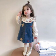 COLORFUL GEMS女童春裝套裝裙子2025新款女寶寶牛仔背心裙甜美兒 藍(lán)色牛仔裙 90 cm