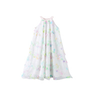 HUALIN FASHION夏季女孩掛脖網(wǎng)紗連衣裙甜美度假風(fēng)長裙 白色 M 110c