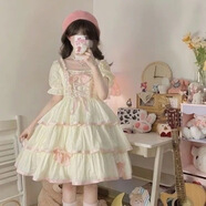 XCFREHT仙女三段Lolita歐根紗生日禮服公主連衣裙 生成粉+裙撐+尾紗(送拖尾) L (130斤以下送飛機(jī)盒)