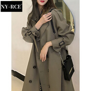 NY-RCE風(fēng)衣女中長款秋季新款韓系時(shí)尚氣質(zhì)設(shè)計(jì)感早秋外套大衣 灰調(diào)綠 XS