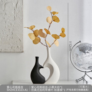 花瓶擺件客廳插花高級感家居電視柜玄關(guān)餐桌輕奢高檔端藝術(shù)裝飾品 愛(ài)心花瓶組合-小黑大白+仿真尤加利蘋(píng)果葉-秋香檳*