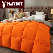 花花公子（PLAYBOY）羽絲絨被子冬季10斤6斤冬被春秋被加厚保暖棉被芯單雙人家用被褥 橙灰 180*200cm -約 10斤冬被