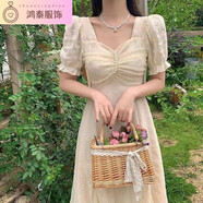 待婉茶歇法式連衣裙桔梗初戀裙復古溫柔可鹽可甜chic裙子仙女超仙森系 圖片色 S