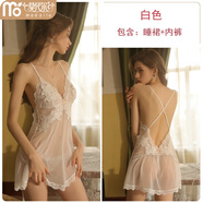 莫代爾性感睡裙吊帶女夏網(wǎng)紗蕾絲宮廷公主風(fēng)甜美可愛睡衣法式純欲家居服 白色 M 適合[80-100斤]